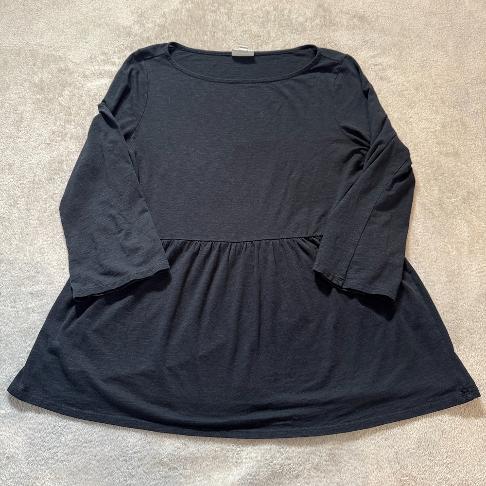J Jill Top Womens Medium Black Wearever Collection 3/4 Sleeve Tunic Modal Rayon